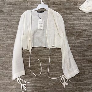 Zara Cream Open-Front Cardigan